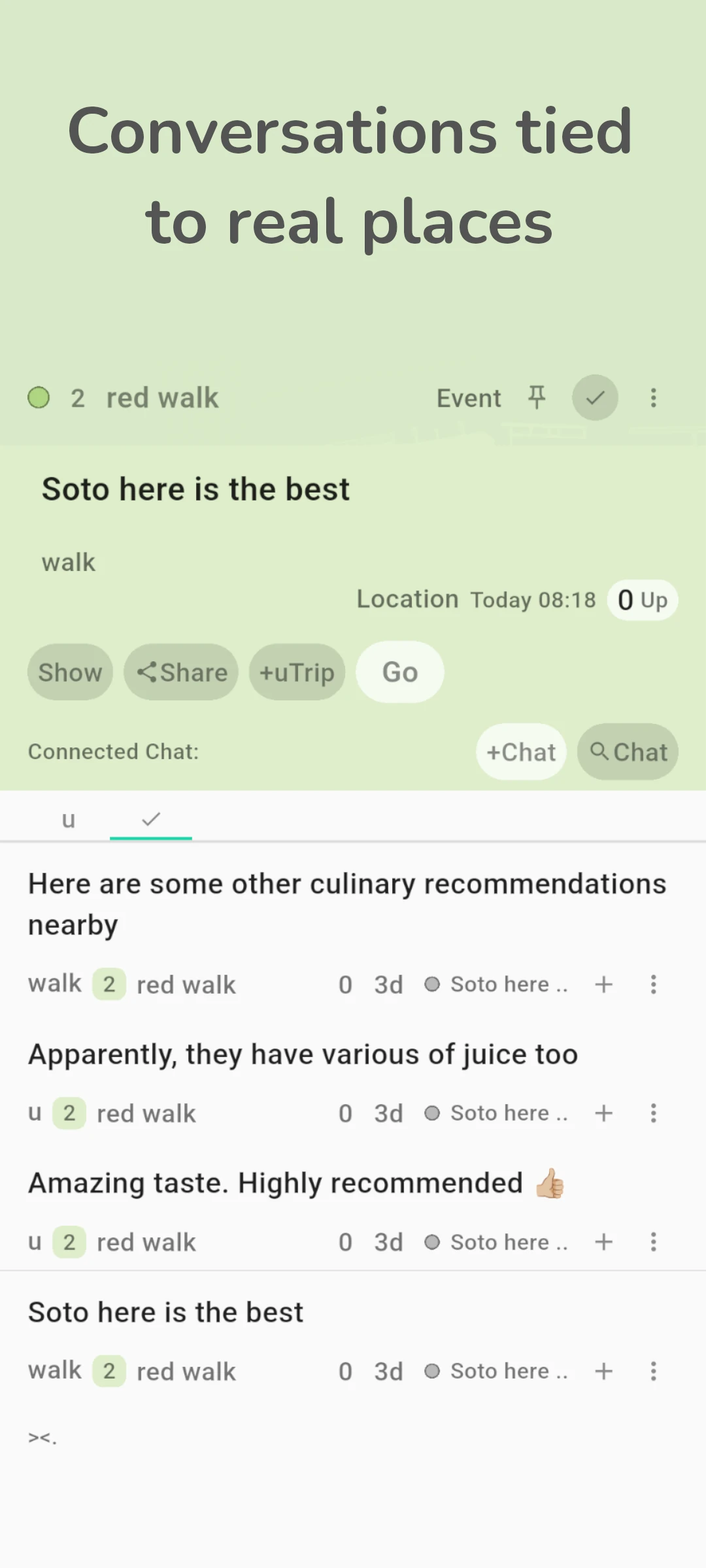 screenshot of chat on event